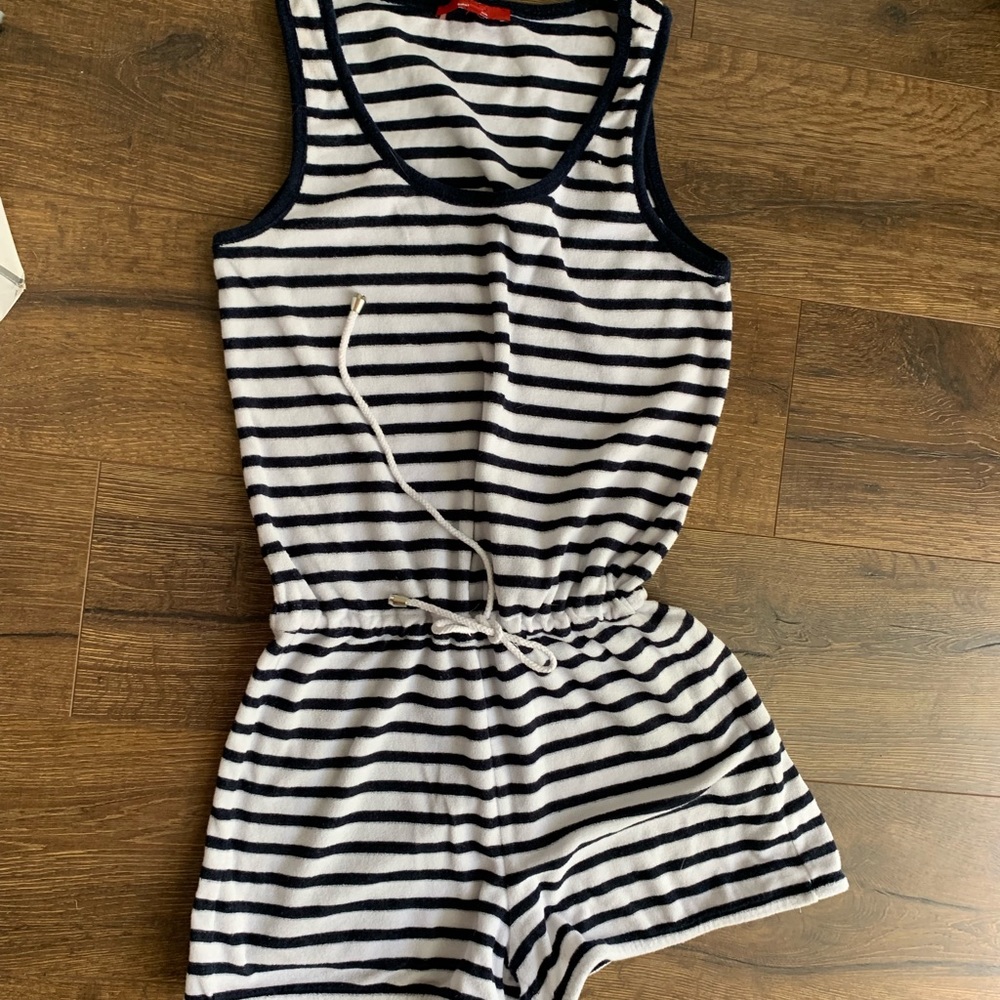 RED. Saks 5th Ave. Terry cloth romper. Small